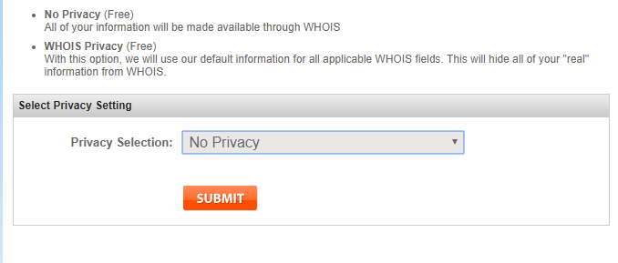 選擇 “no privacy” 沒有隱私，關閉隱私保護?